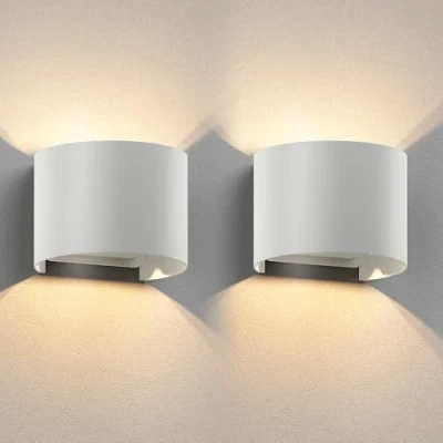 Immagine di ledscom.de 2 x RUNEL applique per esterni, IP65, up/downlight, bianco opaco, rotondo, 1x G9 max. 10W