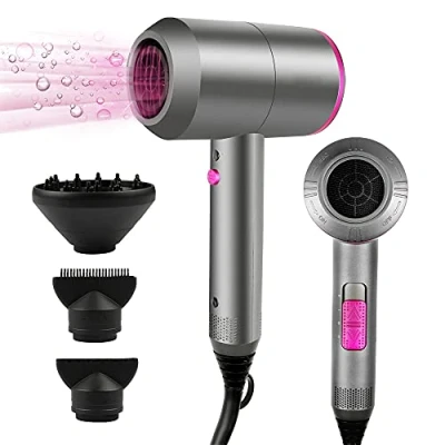 Immagine di Faszin Ascigacapelli Professionale, Phon Capelli con Motore AC Phone 3 Impostazioni di Temperatura, Pulsante Aria Fredda, 1 Diffusore e 2 Concentratori per Molte Acconciature