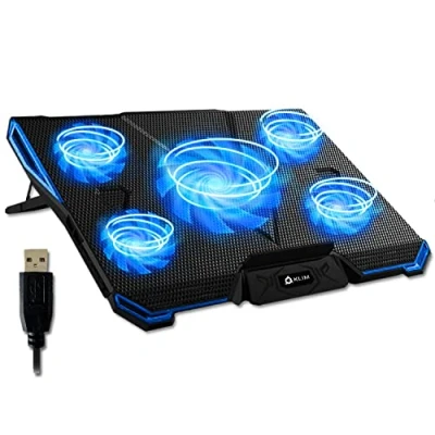 Immagine di KLIM Cyclone Base di Raffreddamento PC Portatile + Laptop Stand con 5 ventole Il Miglior Supporto Raffreddatore Cooling Pad Gaming PS5 PS4 Xbox One Blu Nuova Versione 2024