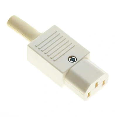 Immagine di Connettore IEC Ricablabile C13, 10A Diritto, Bianco Connettori IEC320 C13 a 3 Terminali Femmina Adattatore di Alimentazione Pin in Linea Presa Spina