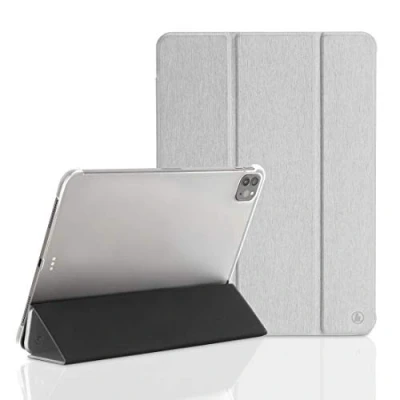 Immagine di Hama custodia per iPad Pro 2020 11 pollici (custodia pieghevole tablet Apple, protettiva con funzione di supporto, retro trasparente, cover magnetica Auto Wake/Sleep) argento