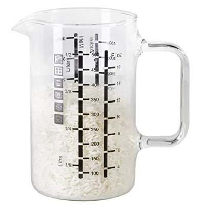 Immagine di wenco Misurino in vetro da 500 ml, con due scale e diverse unità di misura, trasparente, resistente al calore, ideale per misurare precisione liquidi ingredienti, lavabile lavastoviglie