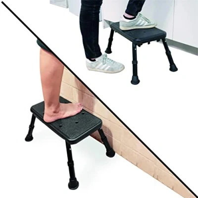 Immagine di PEPE Gradino per Vasca da Bagno 25,5 cm (Fino a 180 kg), Cucina Roulotte, Scaletta Robusto, Anziani, Sgabello Accesso Vasca, Regolabile in Altezza, Nero