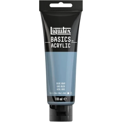 Immagine di Liquitex 8870081 Basics Pittura acrilica, Pigmenti per artisti monopigmentati, Resistente alla luce, durevole nel tempo, Finitura satinata, Tubo da 118 ml Grigio Blu