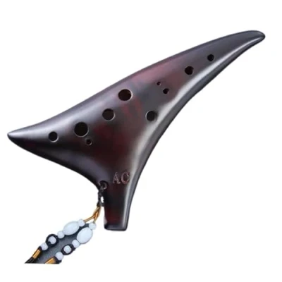 Immagine di Ocarina In Ceramica A 12 Fori Per Principianti Strumenti Flauto Classici Con Tono C Custodia Protettiva E Cordino(B)