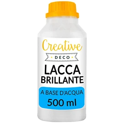 Immagine di Creative Deco Varnish Vernice Finale Lucida Bottiglia 500ml a Base d&#039;Acqua Finitura Trasparente, all Acqua per Legno, Argilla, Tessuti Impregnante Legno Esterno e Interno Decoupage