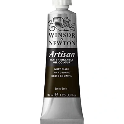 Immagine di Winsor &amp; Newton Olio Idrosolubile Artisan, Colori a Olio, Senza Solventi, Miscibile con L&#039;acqua, Tubo di 37 ML, Colore Nero D&#039;Avorio