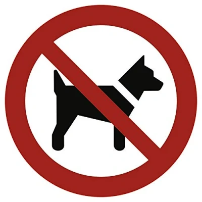 Immagine di Cartello per divieto cani, norma ASR A1.3/DIN 7010, in alluminio, diametro di 20 cm, resistente alle intemperie