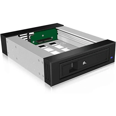 Immagine di ICY BOX 5,25&quot; Carrello Rimovibile per 1x HDD/SSD SATA III/SAS II da 3,5&quot; (8,9 cm) o 2,5&quot; (6,35 cm), in Alluminio, con Serratura, IB 129SSK B