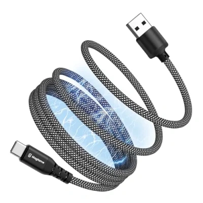 Immagine di Magtame cavo magnetico USB C, di ricarica a retrattile da 1,5 m/5 ft, C in nylon intrecciato tipo compatibile con i Phone 16 15 Samsung