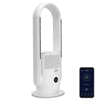 Immagine di djive ARC Heater Ventilatore a Torre Silenzioso 3 in 1 con Riscaldamento e Purificazione dell&#039;Aria HEPA 14, Controllo Automatico della Temperatura, Risparmio Energetico, Compatibile Alexa, Bianco