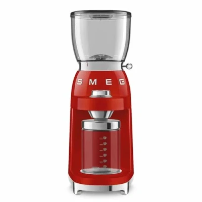 Immagine di Smeg, Macinacaffè CGF11RDEU, Livello di macinatura regolabile, 30 Step Macinatura, Contenitore Chicchi Caffè da 350g, Quantità con Sistema Antistatico, 150W, Rosso