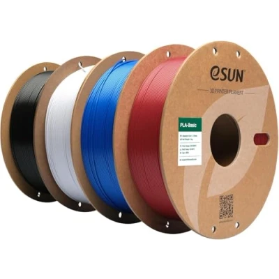 Immagine di eSUN filamento PLA 1,75 mm, di Basic per stampante 3D Precisione dimensionale +/ 0,03 1 kg bobina, 4 bobine stampa 3D, Rosso fuoco+Blu+Bianco freddo+Nero