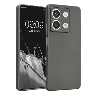 Immagine di kwmobile Custodia Compatibile con Xiaomi Redmi Note 13 5G Cover Protezione Back Case Morbida Silicone TPU Effetto metallizzato grigio