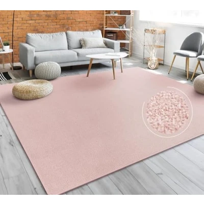 Immagine di Tappeto per Soggiorno Tinta Unita Semplice e Moderno Pelo Corto, DIV. Misure Colori, Dimensione:280x380 cm, Colore:Rosa