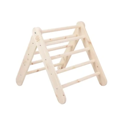 Immagine di MEOWBABY Triangolo di Arrampicata 60x61cm Struttura per Bambini Gioco, Dispositivo Montessori, Pikler, Naturale
