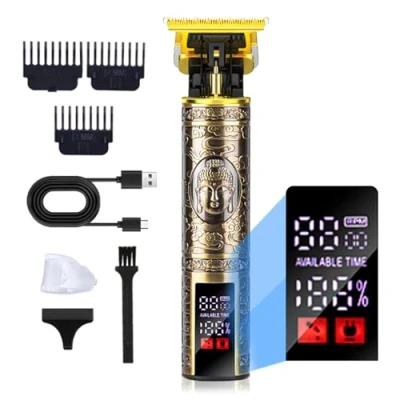Immagine di Tagliacapelli Uomo Professionale, Rasoio Elettrico Barba e Capelli USB Ricaricabile, con Digitale LCD Macchina, Macchina per Tagliare i Contorni Portatile Rasabarba