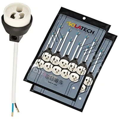 Immagine di ISOLATECH GU10 prese ceramiche ignifughe con manicotti in rame crimpati VDE RoHS 230 250 Volt 2A max.100W 0,75mm 2 cavi LED alogeni per casa cucina bagno (qui: 20 pezzo)