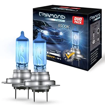 Immagine di Diamond Vision 2X H7 55W 12V Xenon Look Lampade alogene per auto 8500K Super Ultra White Extra durevole Marchio E PX26D