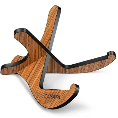 Immagine di CAHAYA Supporto per Chitarra da Pavimento Professionale X Pieghevole, Antiscivolo e Stabile Acustica/Classica/Basso Struttura Rinforzata, Design a Righe Zebra (CY000180 2)
