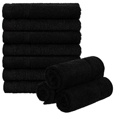 Immagine di Brandsseller Set di 10 Asciugamani per Sapone 30 x cm Asciugamano in Spugna Ospiti con Gancio Cotone 470 g/m² Bagno Casa Nero