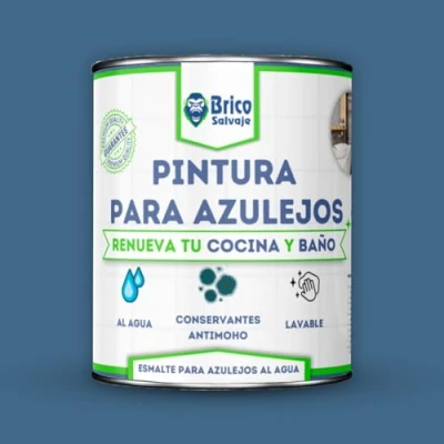 Immagine di BRICOSALVAJE Vernice per piastrelle da cucina e bagno all&#039;acqua satinata, senza primer, lavabile, elevata durezza (marino, 750 ML)