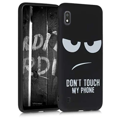 Immagine di kwmobile Cover Compatibile con Samsung Galaxy A10 Custodia in Silicone TPU Protettiva Soft Case Don&#039;t touch my phone bianco/nero