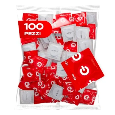 Immagine di ON) Preservativi alla fragola I Larghezza 54 mm Confezione da 100 pezzi Rossi e fruttati Con gel lubrificante al silicone Spessore parete sottile 0,07 per uomini