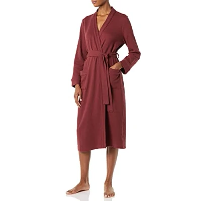Immagine di Amazon Essentials Accappatoio Leggero A Nido d&#039;Ape Tutta Lunghezza (Taglie Forti Disponibili) Donna, Bordeaux Intenso, XS