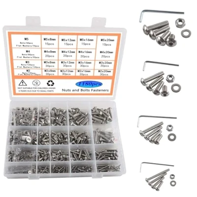 Immagine di Rshuhx M2 M3 M4 M5 Bulloni e Dadi Incassato Set Acciaio Inox 304 Viti a Testa Filettatura Metrica Esagonali Dado Parti Meccaniche con Bullone