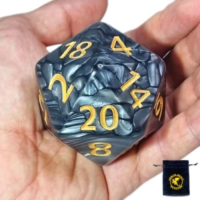 Immagine di Power Beast Dungeon Dadi Giganti D20 55mm + Borsa Porta Dadi, D20, Grandi, Set di D&amp;D, Dungeons and Dragons, Poliedrici DND, D&amp;D.