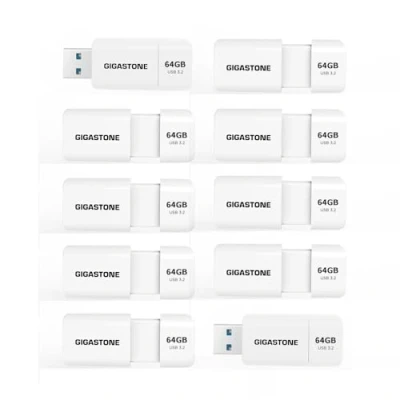 Immagine di Gigastone Chiavetta USB 64 GB Set da 10, Z60 3.2 Gen 1 Serie, R/W 100/60 MB/s alta velocità, Senza cappuccio con design retrattile, compatibile interfaccia 2.0 / 3.0 3.1