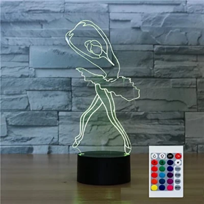 Immagine di SUPERHONGJIHAO Luce notturna per bambini 3D Ballet Girl Lampada a LED con telecomando 16 colori che cambiano colore regalo di compleanno