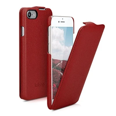 Immagine di kalibri Custodia a Flip Ultra Slim Compatibile con Apple iPhone SE (2022) / (2020) 8 7 Pelle Protettiva Case in Rosso