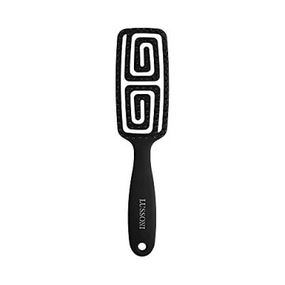 Immagine di T4B LUSSONI Labyrinth Spazzola Curva Flessibile Districante Ventilata per Capelli Bagnati e Asciutti, Paddle, Asciugatura Veloce, Confezione Singola, Nera