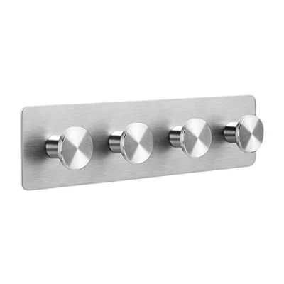 Immagine di Ambrosya® Scaldasalviette autoadesivo esclusivo in acciaio inox Asciugamano Gancio Appendiabiti (Acciaio inossidabile (Spazzolato), 1 x 4)