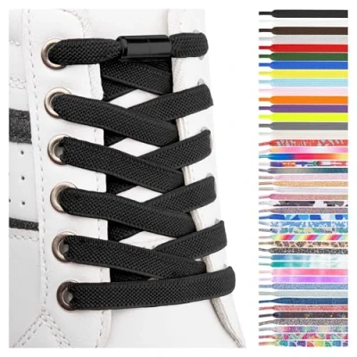 Immagine di SULPO Lacci scarpe elastici piatti stringhe elastiche colorati con chiusura rapida per sneakers bambini e adulti