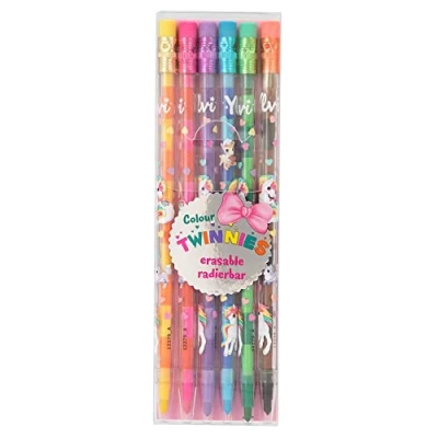 Immagine di Depesche 12279 Ylvi Colour Twinnies, 6 pastelli Plug in con 2 Colori ciascuno e gomme da Cancellare, Multicolore