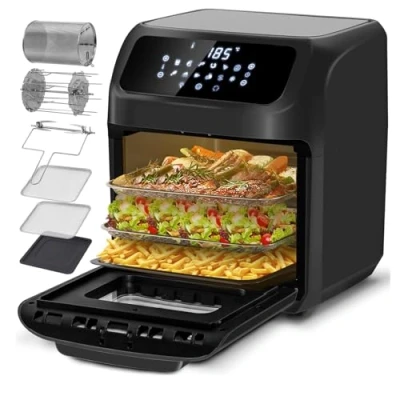 Immagine di LLIVEKIT Friggitrice ad aria 12L, Forno calda 12 in 1 con Touch Screen a LED digitale, Friggere Senza Olio da 1800W, Griglia, 7 accessori e ricettario