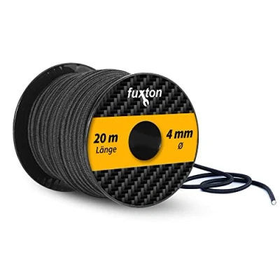 Immagine di fuxton corda elastica 4 mm 20 m nero, elastico (corda di espansione, banda elastica, gomma, per teloni, tensionamento, copertura piscina)