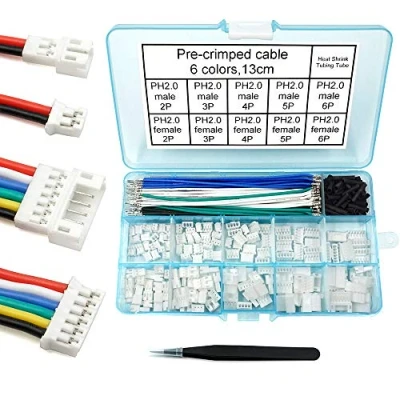Immagine di Kit di cavi pre crimpati con connettore PH 2.0 compatibile JST PH2.0 mm per batteria Arduino mkr1010 MKR Zero e Vidor 4000 (connettore femmina maschio cavo)