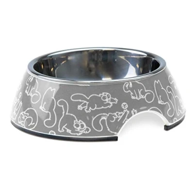 Immagine di Karlie Simons Cat Ciotola per Gatti in plastica, 160 ml, 14 x 4,5 cm, Colore: Grigio Scuro