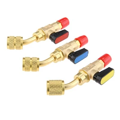 Immagine di gohantee Valvola a sfera per condizionatore d&#039;aria HVAC angolato Shut Off adattatore 1/4&quot; 5/16&quot; SAE R22 R12 R410a Aria condizionata Refrigerante Mini Split System