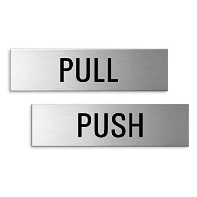 Immagine di Targhette Push Pull in Alluminio adesive 150x40 mm Ottica Acero inoxidable