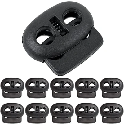 Immagine di Fermacorda a Molla Foro Doppio 22 x 20 mm, 5 per Cordini da 4 Confezione 10pz, Scorrevole in Plastica, Ricambi Chiusura Zaini, Morsetti Cavo, Abbigliamento, Scarpe