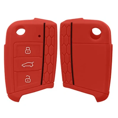 Immagine di kwmobile Custodia Coprichiave Compatibile con VW Golf 7 MK7 3 Tasti Cover Copri Telecomando Chiave Auto Chiavi Macchina Rosso