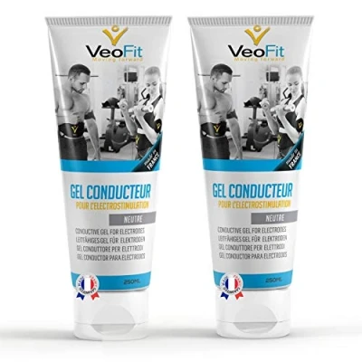 Immagine di VEOFIT Gel Conduttore Elettrostimolazione 2x250mL, per Elettrostimolatore EMS, TENS, Elettrodi elettrostimolatori, Pad Migliora l’Aderenza degli Made in France