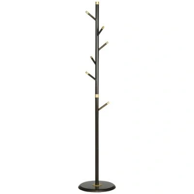 Immagine di HOMCOM Appendiabiti, appendiabiti con 6 ganci, per vestiti, cappelli, corridoio, ingresso, metallo, noce, 36 x 180 cm