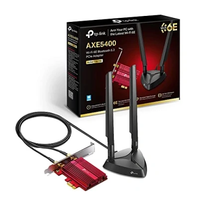 Immagine di TP Link Archer TXE75E AXE5400Mbps Scheda di Rete Wireless WiFi 6E PCIe per PC Fisso, Bluetooth 5.3, Staffa a Basso Profilo, Tri Band (6 GHz/5 GHz/2.4 GHz), WPA3, Supporta Windows 10/11