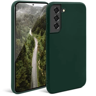 Immagine di Moozy Minimalist Series, Cover in Silicone per Samsung S21, S21 5G, Verde Notte Finitura Opaca, Custodia Sottile e Morbida TPU